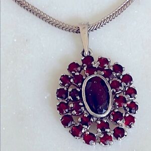 Sterling Silver and Garnet Pendant Necklace